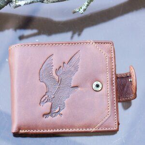 Mens Eagle Brown Leather Wallet Billfold